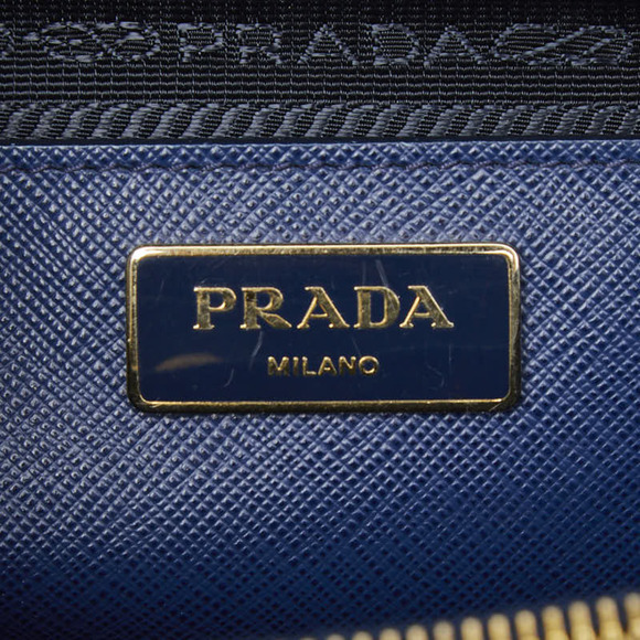 Prada Triangle Logo Plate Handbag in Blue Saffiano Leather for Women - Picture 13 of 15